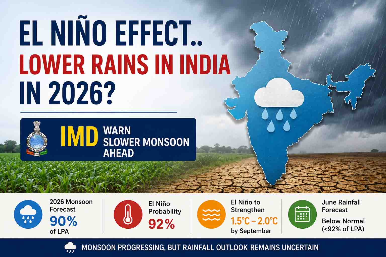 ఎల్‌నినో ఎఫెక్ట్.. 2026లో దేశంలో తక్కువ వర్షాలు? ఐఎండీ హెచ్చరిక