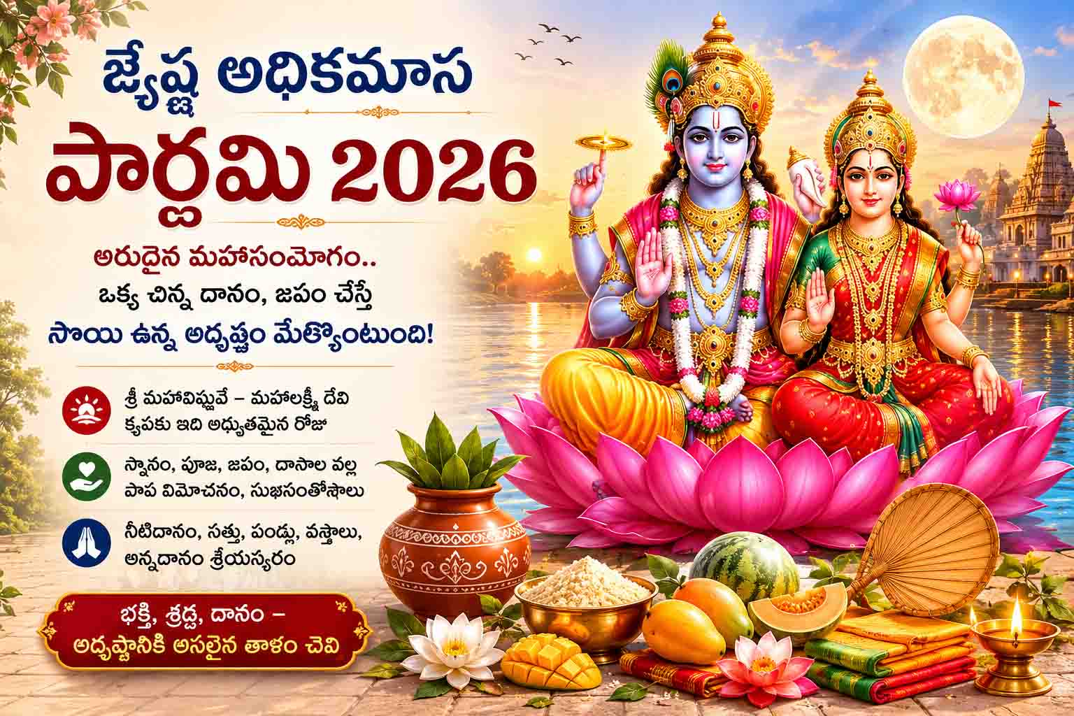 జ్యేష్ఠ అధికమాస పౌర్ణమి నేడు.. ఈ ఒక్క దానం చేస్తే శుభఫలాలు రెట్టింపు!