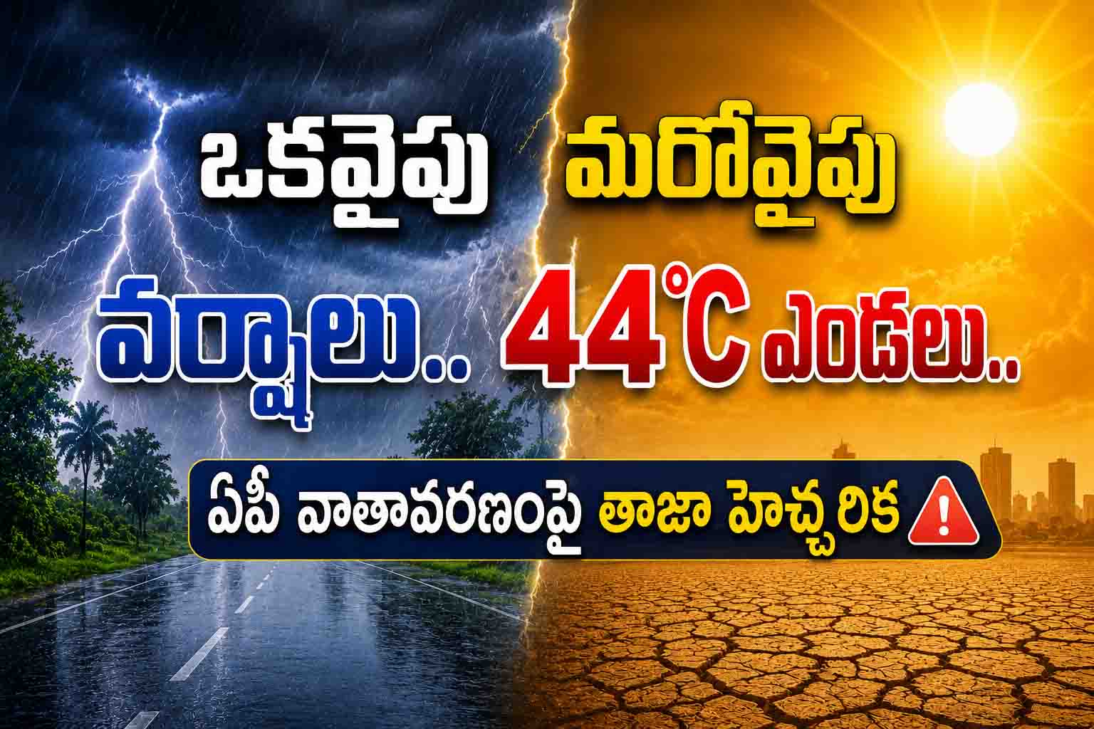 ఒకవైపు వర్షాలు.. మరోవైపు 44°C ఎండలు.. ఏపీ వాతావరణంపై తాజా హెచ్చరిక