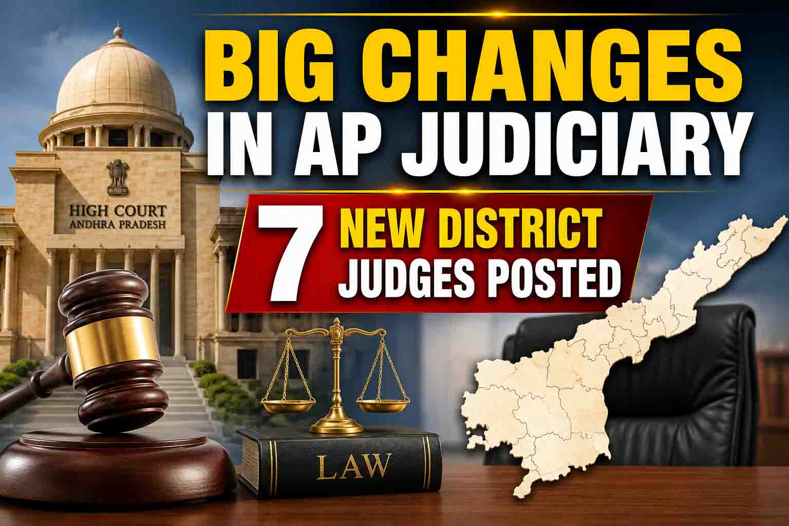 ఏపీ న్యాయవ్యవస్థలో కీలక మార్పులు.. ఏడుగురు కొత్త జిల్లా జడ్జిలకు పోస్టింగులు