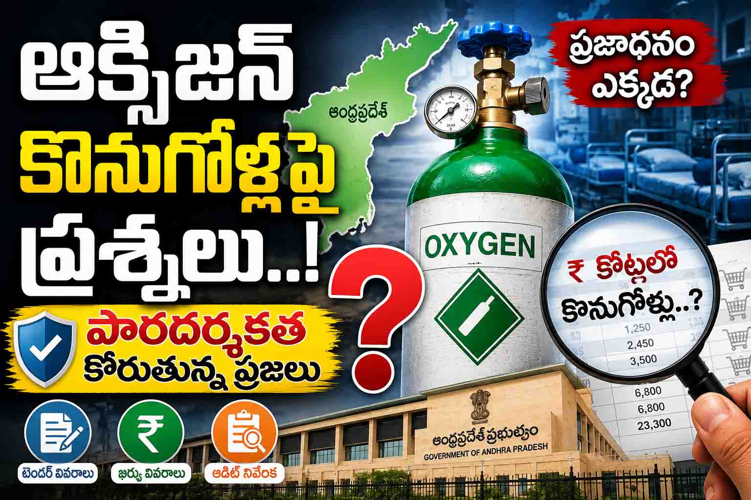 ఆక్సిజన్ కొనుగోళ్లపై ప్రశ్నలు.. పారదర్శకత కోరుతున్న ప్రజలు